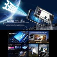 Téléphone robuste Oukitel WP100 TITAN 5G avec projecteur, 12 Go + 512 Go, MediaTek Dimensity 7300 Octa Core, 33000 mAh, smartphone pour usage mondial