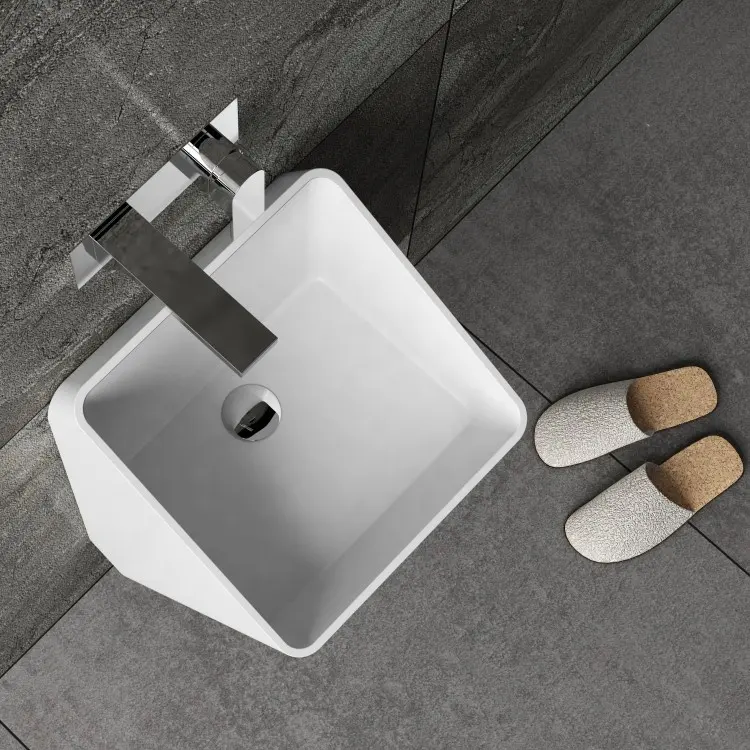 Freestanding Pietra Artificiale lavandino del bagno Superficie Solida lavabo in resina Acrilica di Superficie Solida pietra della parete appeso bacino