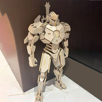 Statue de robot en bois massif assemblée, artisanat en bois fait main, œuvre d'art autoportante, décoration moderne pour la maison, idéale comme souvenir ou cadeau