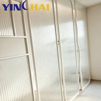 YINGHAI Custom White Stainless Steel Fluted Glass Partition Screen Freestanding Decorative Room Divider for Bedroom Library
