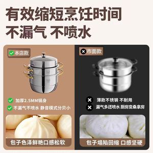 316 Stainless Steel <b>Steamer</b> 3 Layer Large Capacity With Lid For Household Cooking - Product Image 5