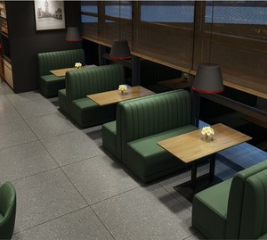 Estilo americano restaurante cafe booth de cuero de comedor de madera de sofás - Product Image 2