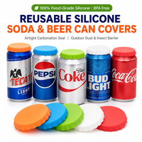 Couvre-boîtes de soda réutilisables en silicone hermétiques avec logo personnalisé, couvercles ronds en silicone de qualité alimentaire pour jus et vin