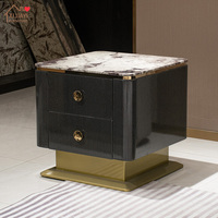 Set Meja Kopi Kayu Lapis Piano Hitam Berkualitas Tinggi Italia Modern dengan Laci Penyimpanan dan Gagang Logam untuk Perabot Ruang Tamu