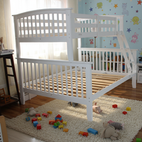 Lit superposé pour enfants en bois massif - Convertible 2 en 1, barrières de sécurité, gain de place, blanc