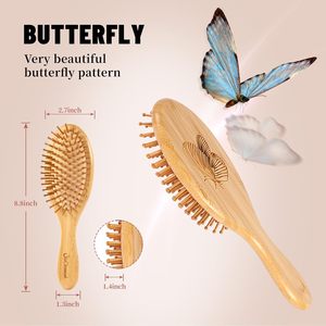 Meilleure vente <span class=keywords><strong>Brosse</strong></span> à cheveux en bambou de haute qualité avec palette de massage démêlante naturelle Peigne à graver avec logo personnalisé pour salons de beauté - Product Image 3