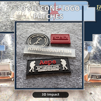 Étiquettes en silicone transparent 3D personnalisées avec logo, thermocollées, en PVC, avec support Velcro, motif floral sur toile pour vêtements