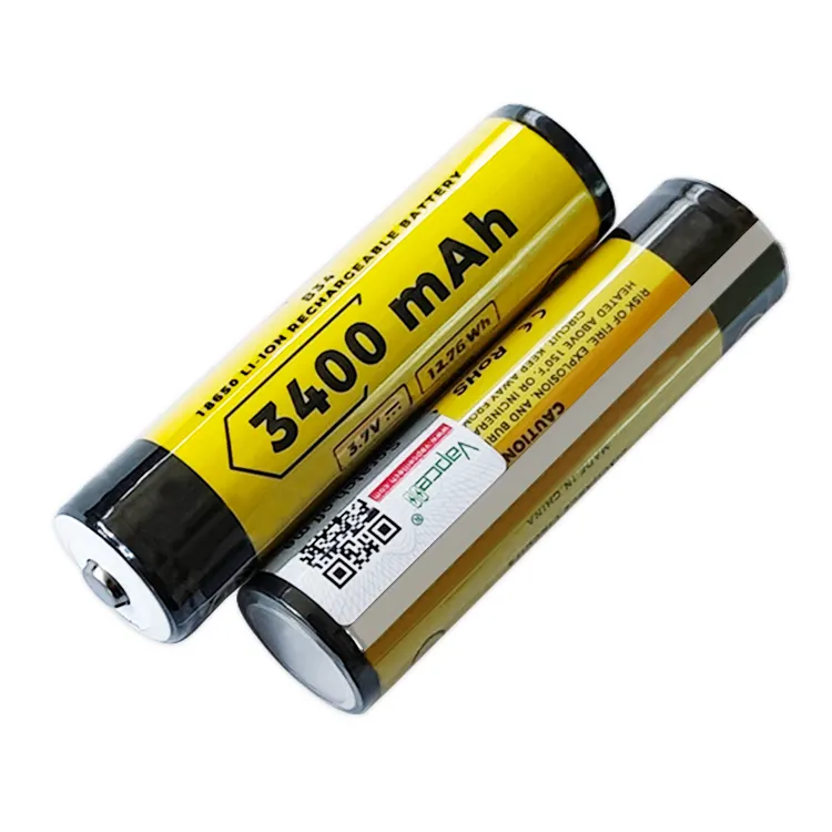 Vapcell 18650 b34 3.7v bateria de íon de lítio, 18650 3400mah recarregável pcb protegida placa 18650