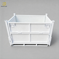 EASYLINK - Boîte de rangement pliable industrielle en acier robuste avec revêtement en poudre, fermeture à clipser, ouverture frontale partielle