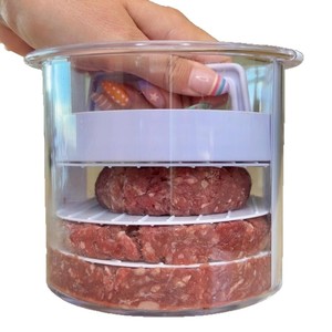 Prensa manual para hamburguesas de acero inoxidable, antiadherente, redonda, para hacer hamburguesas, herramienta de cocina para prensar carne de hamburguesa. - Product Image 3