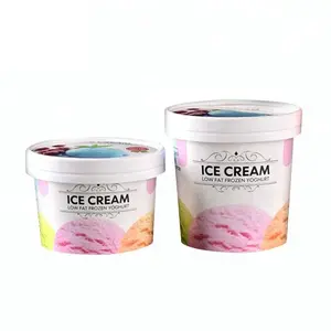 高品质一次性冰淇淋纸杯饮料甜品店定制标志冰淇淋纸碗带盖