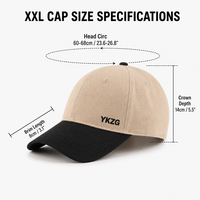 Casquette de baseball YKZG personnalisée avec logo, grande taille XXL, 68 cm, couronne profonde, 100 % coton sergé, style Dad Hat pour hommes, vente en gros