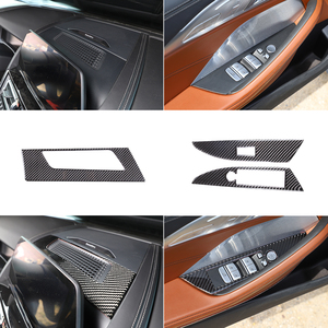Pour 2019-2022, pour la Série 8, kits d'intérieur automobile en fibre de carbone souple, autocollants décoratifs, tableau de bord noir de luxe - Product Image 4