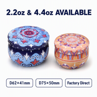 Boîte en fer blanc Mandala pour bougies 2.2oz 4.4oz, pour fabrication de bougies DIY et aromathérapie, avec couvercle, emballage cadeau, vente en gros