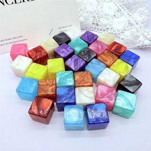 16mm Square <b>Plastic</b> <b>Beads</b> Pearl Texture Acrylic Blocks for DIY Jewelry Keychain Scrapbooking Craft Making - Product Image 1