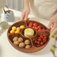 Plateau de service en bois d'acacia durable et écologique - Bol à noix en bois naturel, petit plat, assiette à thé, plateau à collation, saladier pour les fêtes