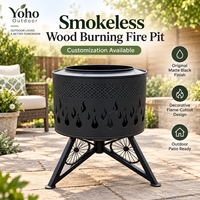 Brasero extérieur moderne sans fumée à bois avec découpes décoratives de flamme, en fer personnalisable pour terrasse, idéal pour les fêtes et la vente en gros
