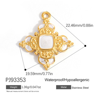 SUMMLY Grosir Liontin Bentuk Tetesan Minyak, Sayap Hati, Bunga, Matahari, Berlapis Emas 18K, Bahan Stainless Steel, Perhiasan Fashion - Product Image 3