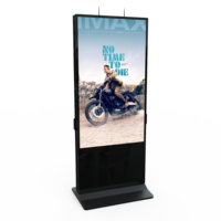 Equipo de publicidad HD Pantalla táctil de 65 pulgadas Soporte de suelo digital ultra delgado de doble cara opcional Quiosco de pantalla lateral dual