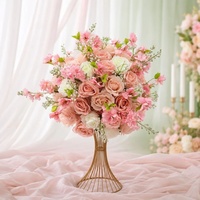 Boule de fleurs artificielles en soie rose, arrangement floral pour mariage, fête, décoration de la maison, centre de table