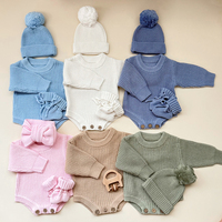 Ensemble barboteuse bébé en tricot bio, coupe ample, tons neutres, doux, à manches longues, pour nouveau-né
