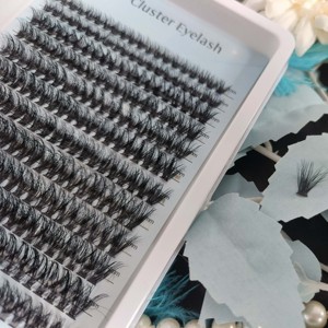 Custom Zwart Katoen Dunne Band Diy Segment Diy Lash <span class=keywords><strong>Extensions</strong></span> Kit Handgemaakte Natuurlijke Lange Cluster Wimpers - Product Image 6