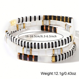 Ensemble de bracelets perlés élastiques multirangs en verre Miyuki Tila, style bohème, résistants à la décoloration, pour l'été et la plage, bijoux de mode unisexe - Product Image 4