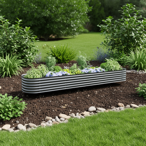 Fioriera Rialzata in Acciaio Zincato Grigio Extra Large, Contenitore Resistente per Piante da Esterno per Uso Giardino - Product Image 2