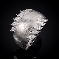 Bagues texturées uniques en zircone cubique, empilables, chics, pour femmes, accessoires de bijoux, grande bague rétro africaine, tendance 006289
