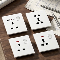 KESHIQI - Enchufe de Pared Universal Mate de 250 V, Resistente al Fuego, Panel de PC, Estándar Británico de 13 A, 2 Tomas con Interruptor de Luz y USB-A/Tipo-C