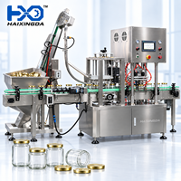 Automatische vacuüm afsluitmachine voor glazen potten, dubbele kop, metalen draaidop, dopvoeding, roestvrij staal, complete verpakkingslijn