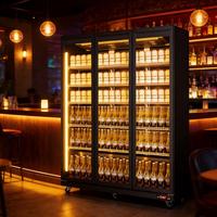 Réfrigérateur commercial de luxe avec écran LCD supérieur, porte pleine vitrée à 3 couches en verre trempé, -18°C ℃   -22 ℃   Réfrigérateur Vitrine