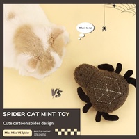 Jouet à mâcher en peluche en forme d'araignée pour chat, avec herbe à chat, pour Halloween
