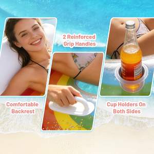 Flotador Inflable de PVC con Doble Orificio y Reposacabezas, Anillo de Natación para Dos Personas, Marca MAKE WAVES, L140xW90cm - Product Image 3