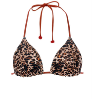 Bikini string réversible à imprimé floral et léopard, à nouer sur le côté, avec pompons, en Econyl écologique, séchage rapide, personnalisable OEM, vente en gros