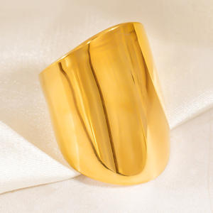 Irregular Geometric Fashion <b>Rings</b> 18k Gold Titanium Steel Unisex Party Jewelry - Product Image 4