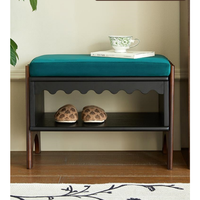 Banc à chaussures multifonctionnel en bois massif, repose-pieds, chaise d'entrée avec rangement, style français élégant, meubles de salon