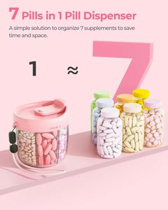 Organisateur de pilules portable en plastique PS de qualité alimentaire, 7 compartiments, boîte de rangement hebdomadaire, étanche, option logo personnalisé, commerce extérieur, rose - Product Image 4