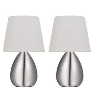 Juego de Lámparas de Mesa Modernas DB Teamo, Pantalla de Vidrio Plateada de 11'', Luz LED Cálida para Dormitorios, Estudio, Decoración del Hogar - Product Image 1
