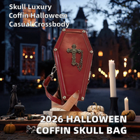 Sac à bandoulière Halloween en forme de cercueil, sac à main mini gothique avec crâne, accessoire de fête rock