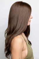 Perruque Lace Front Longue Ondulée Naturelle Brune avec Raie Latérale, 100% Cheveux Humains, Idéale pour Usage Quotidien Féminin