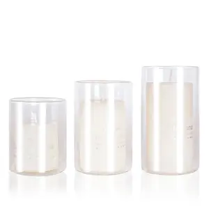 定制不同尺寸的透明硼硅酸盐玻璃烛台支架高玻璃圆筒花瓶
