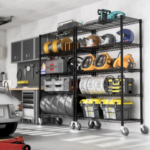 MZG Easy To Assemble Metal Organizer NSF Certified Matte Black Heavy Duty 5-<b>Shelf</b> Rolling <b>Wire</b> Shelving Storage Rack Unit - Product Image 4