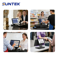 4GB 128GB SSD Suntek Retail Desktop Hardware POS System Windows Cash Register Capacitive Touch Screen Non-Contact IC Card 1 Year