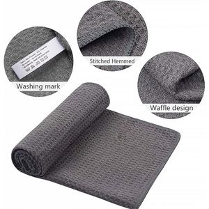 Ensemble de serviettes de golf gaufrées bleues à trois volets, en microfibre tricotée robuste, écologiques, à séchage rapide, motif gaufré, avec mousqueton grand format - Product Image 5