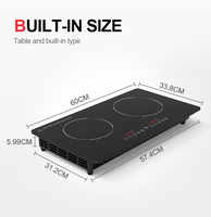 Appareil standard du marché américain cuisinière à induction encastrée, 2 brûleurs à induction, 110-120V, 1800W, conception horizontale.