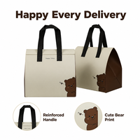 Sac isotherme réutilisable en non-tissé, personnalisé, motif ours de dessin animé, écologique, pour café, boulangerie, livraison de nourriture, sac cadeau