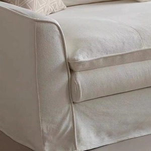 Sofá de Lino y Algodón Estilo Japonés Wabi Sabi, Sofá Recto de Tres Plazas, Desmontable y Lavable para Sala de Estar - Product Image 3