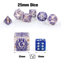 Lot de 7 dés géant nd, jeu de société, 7 pièces, bleu translucide, plateau D & D, avec boîte en métal, pour jeux vidéo