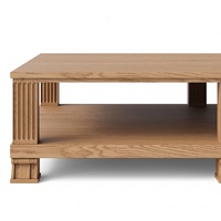 Table basse rectangulaire moderne en bois avec pieds cannelés et étagère de rangement inférieure pour salon intérieur
